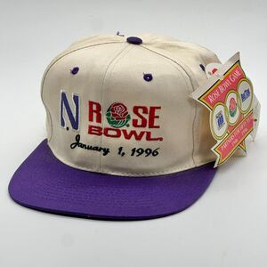 Vtg 1996 Rose Bowl New Year Hat Adjustable Snap Back Cap Embroidered Flat Bill